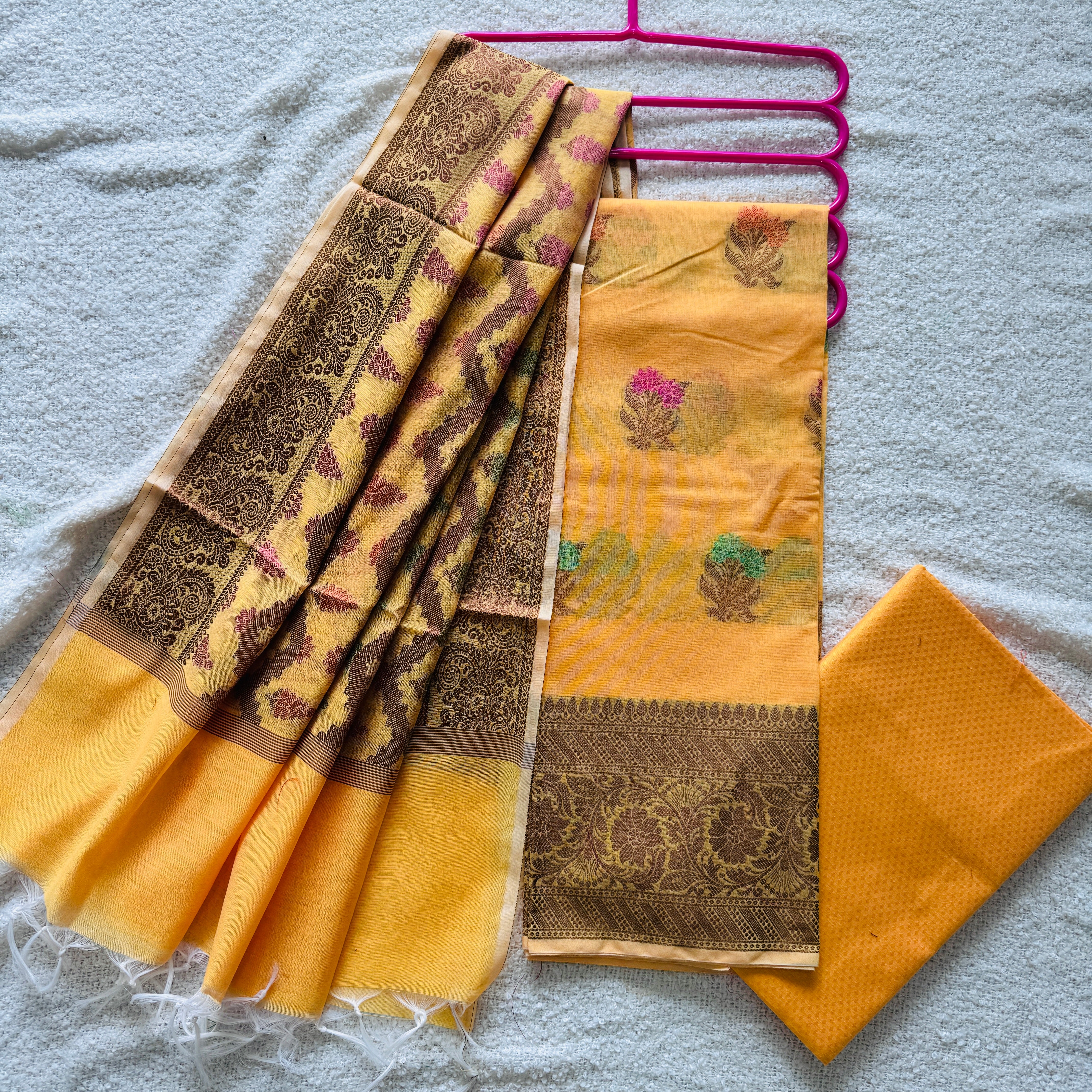 Banarasi Cotton Silk Unstitched Suit Material