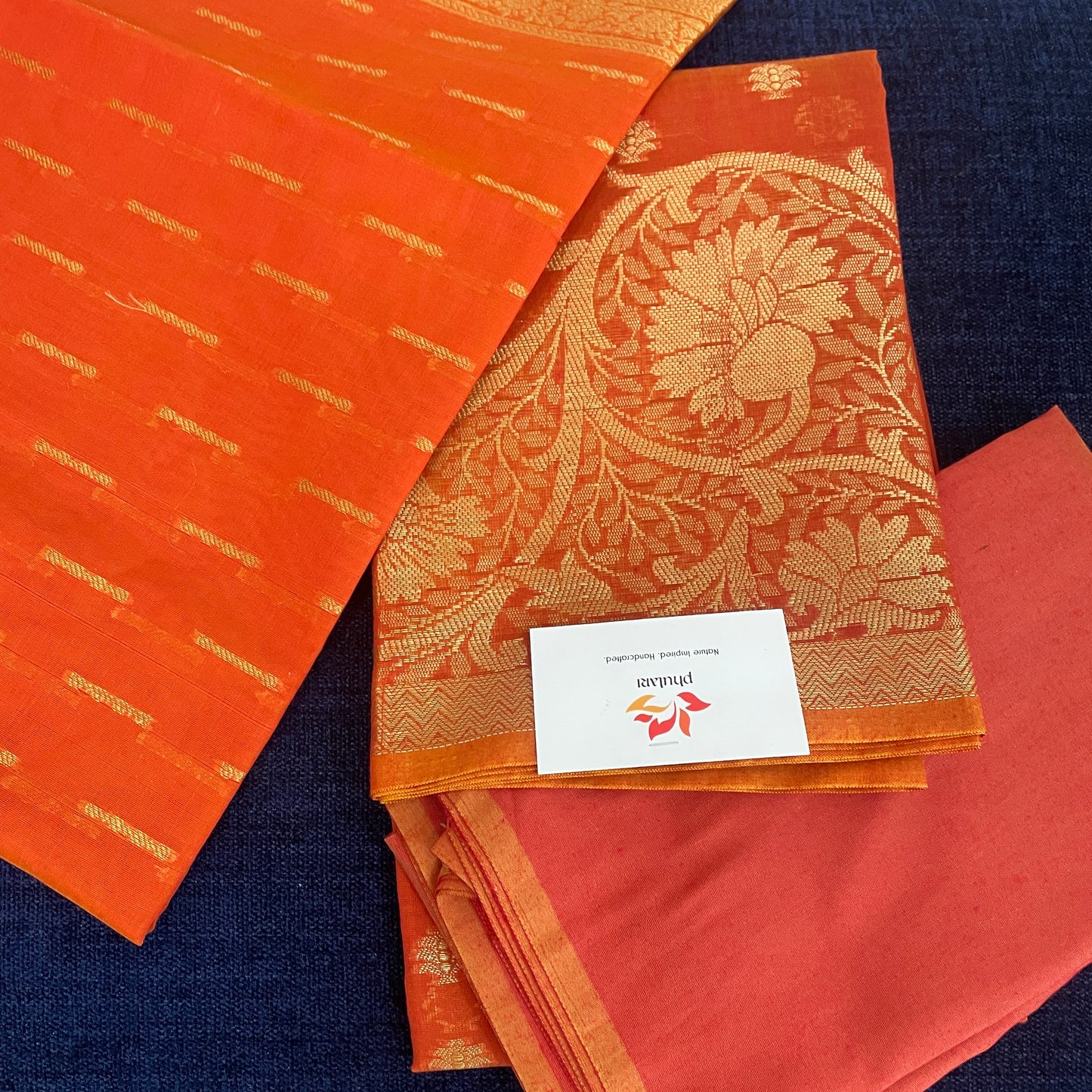 Banarasi Cotton Silk Unstitched Suit Material - Orange