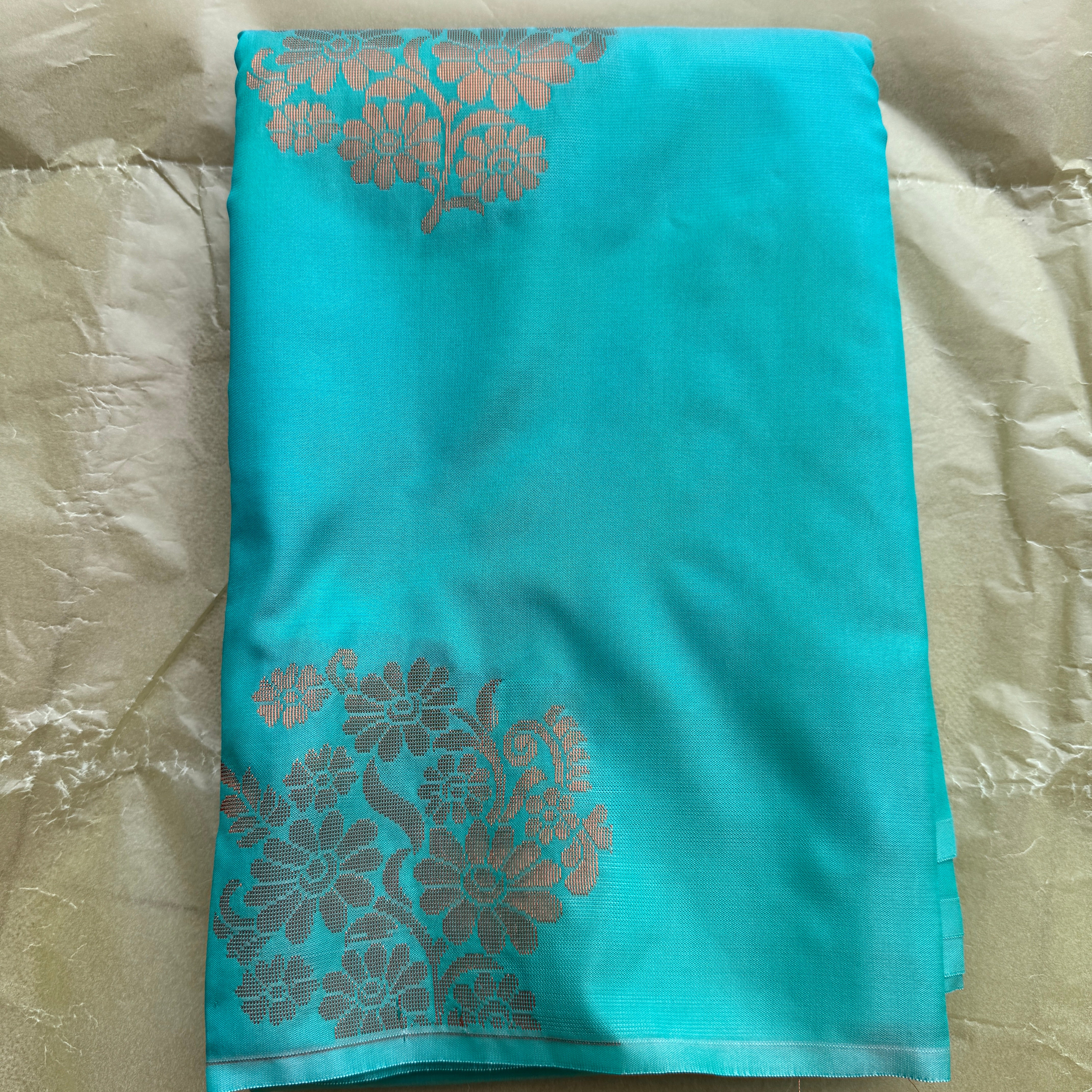 Soft Silk Mix Saree - Peacock