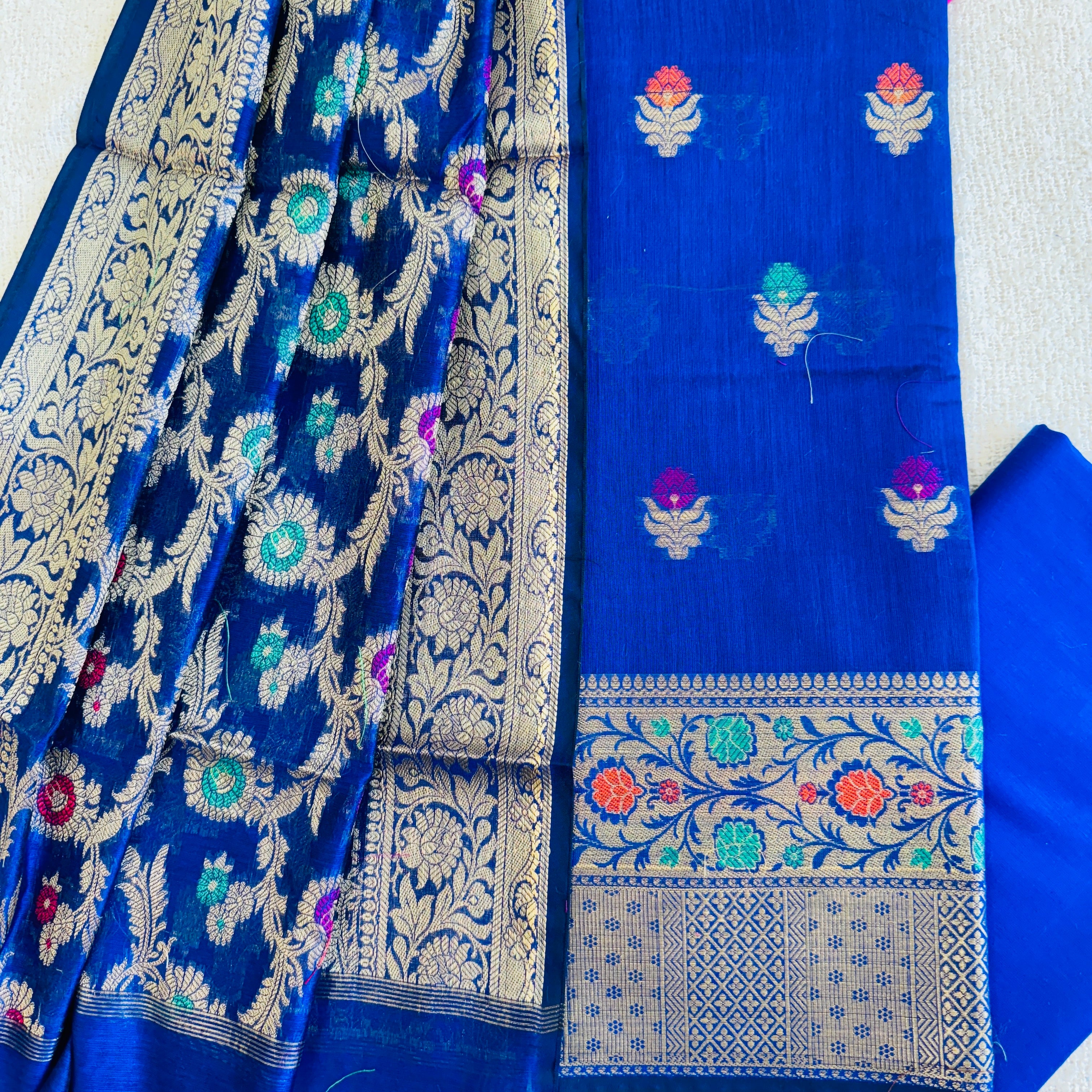 Banarasi Cotton Silk Unstitched Suit Material