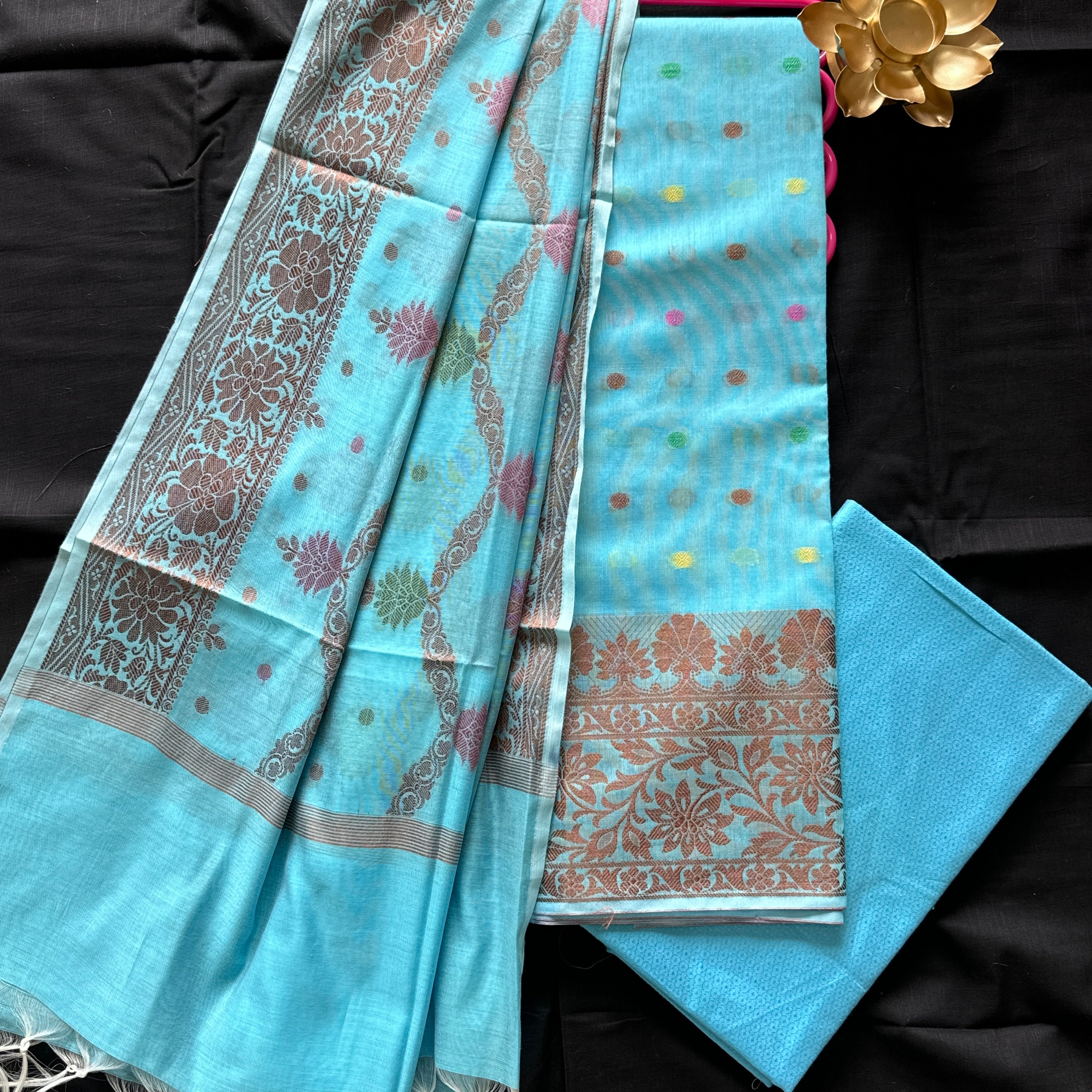 Banarasi Cotton Silk Unstitched Suit Material