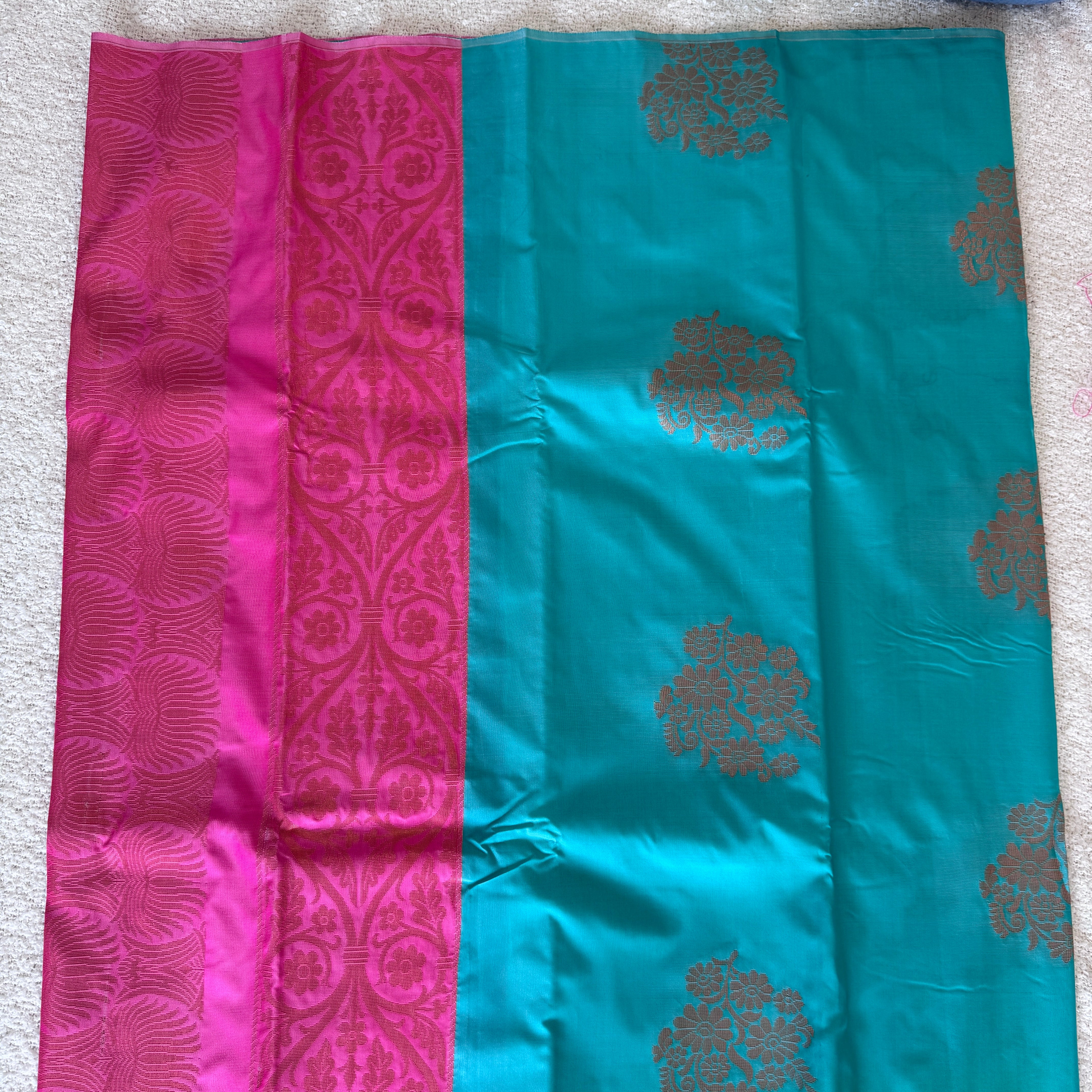 Soft Silk Mix Saree - Peacock