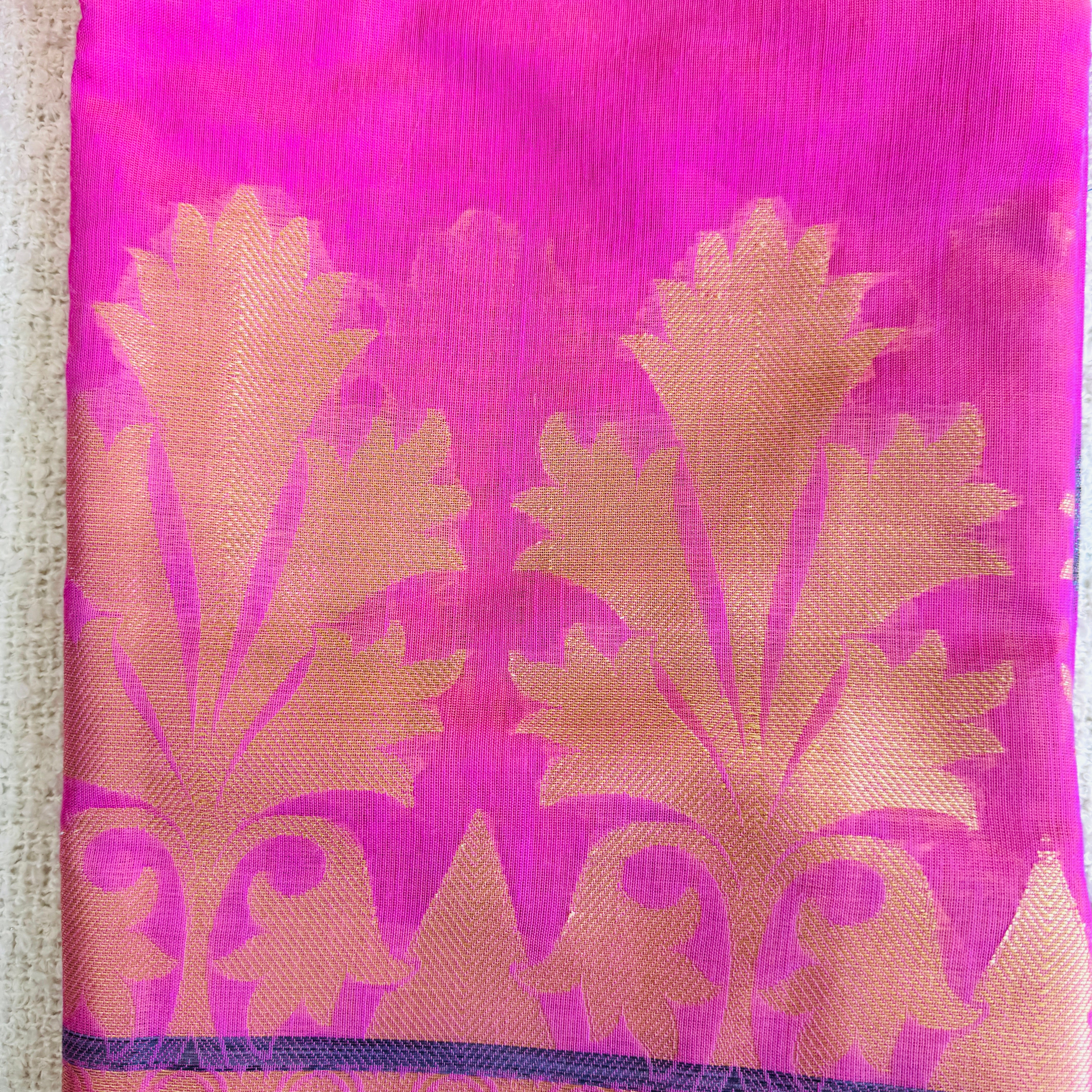 Banarasi Cotton Silk Unstitched Suit Material - Pink