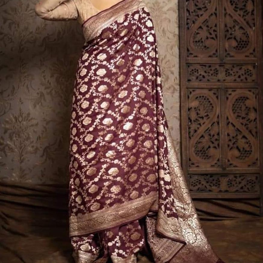 Weaving Pink Banarasi Silk Saree, 6.3 m (with blouse piece) at Rs 1540 in  Kalna