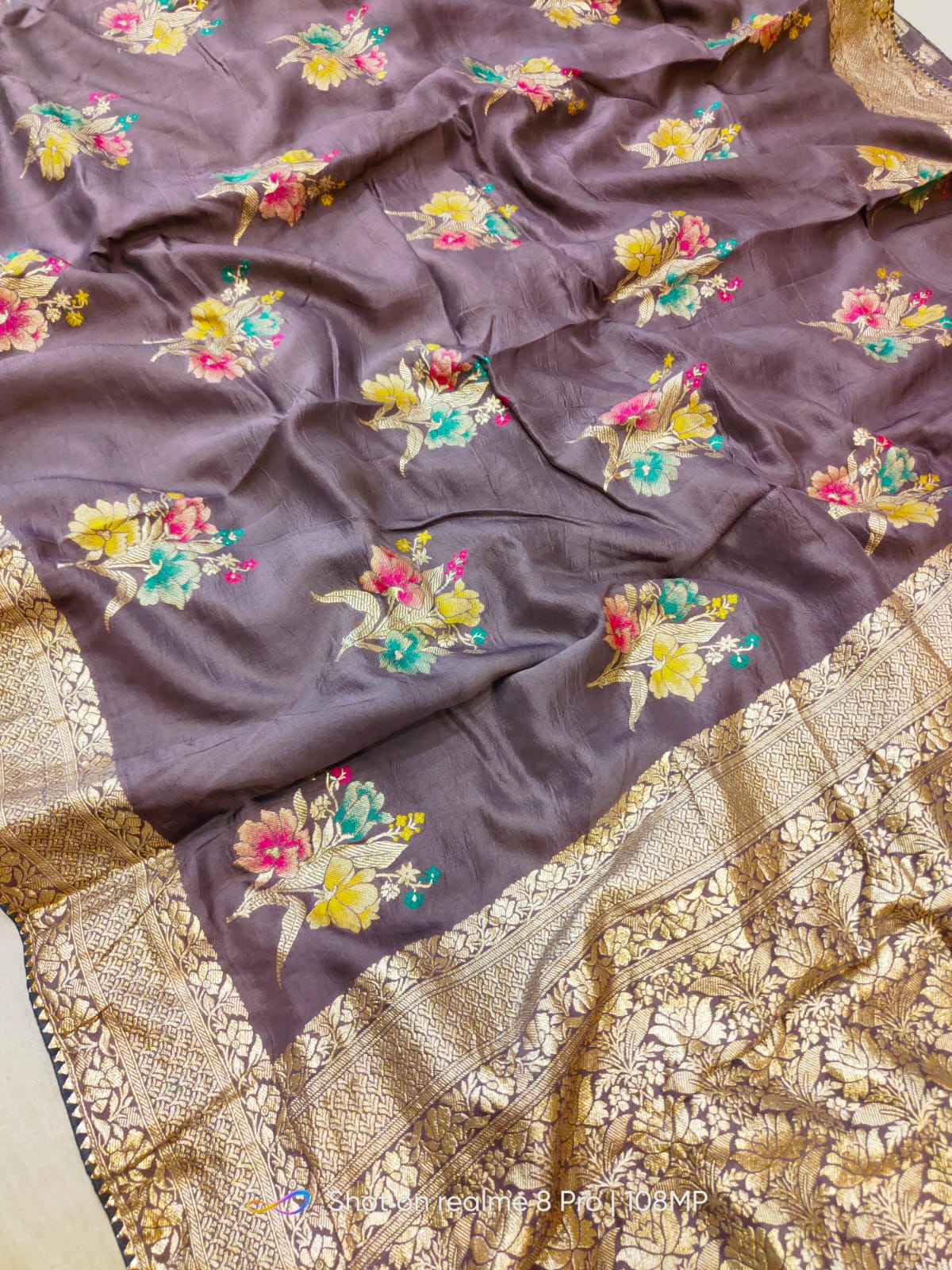 Warm Silk Banarasi Saree With Tilfi Butta -Red, Black, White, Pista Green, Pink, Peach, Blue.