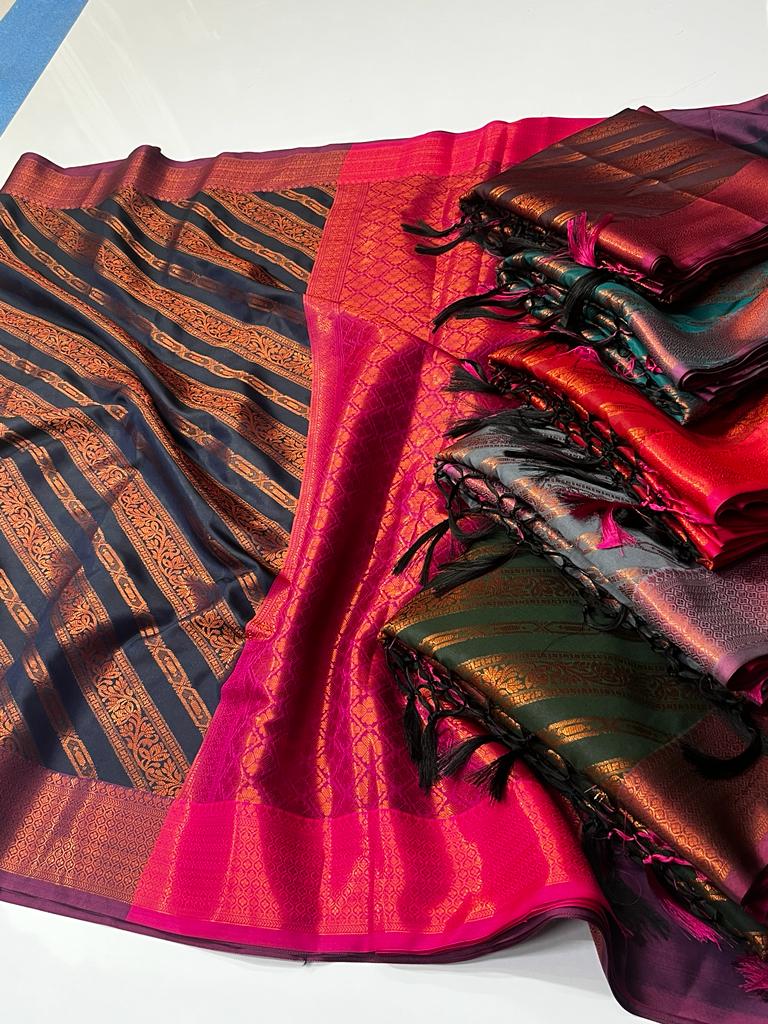 Banarasi Semi Katan Silk Saree- Different designs and Colours