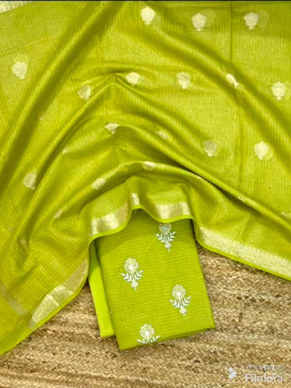 Banarasi Unstitched Cotton Silk  unstitched suit material