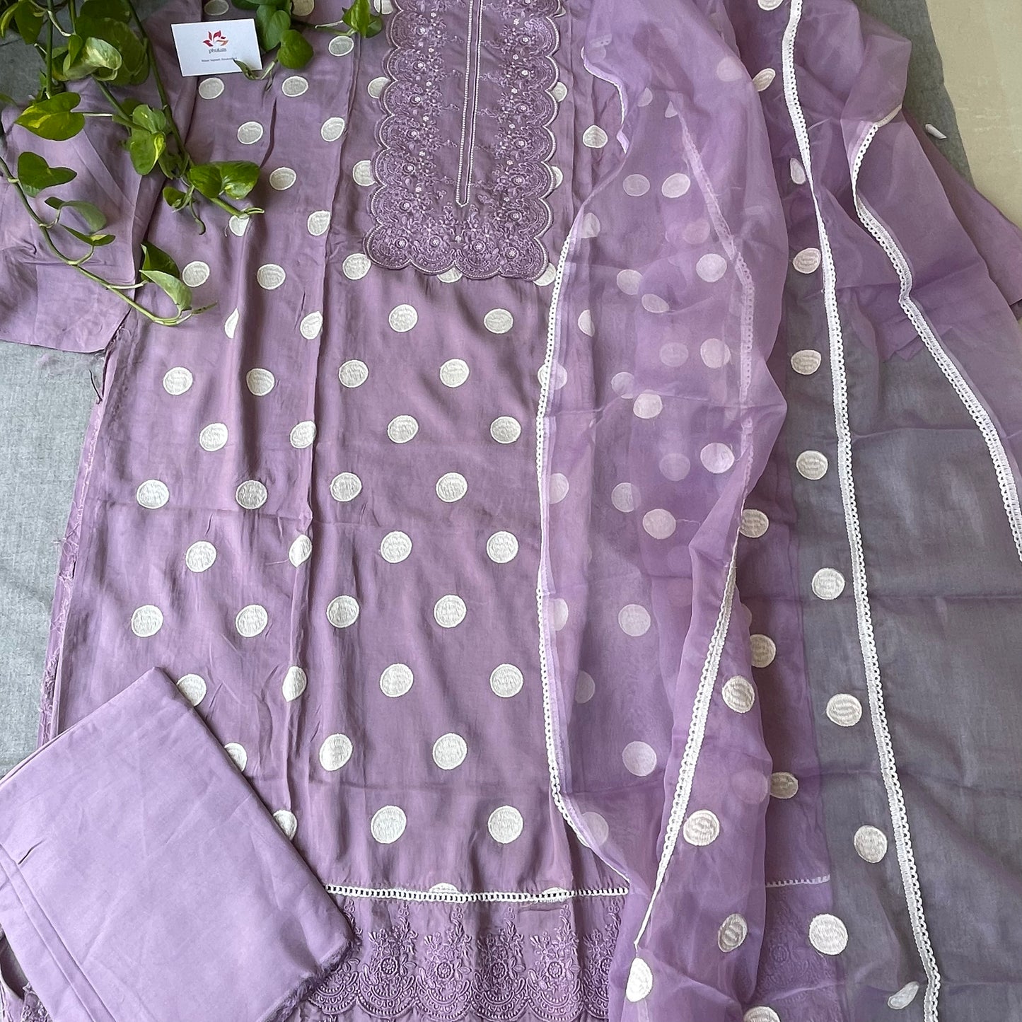 Pure Cotton Semi-Stitched  Soft Suit Material With Light weight Designer Dupatta - Light Purple