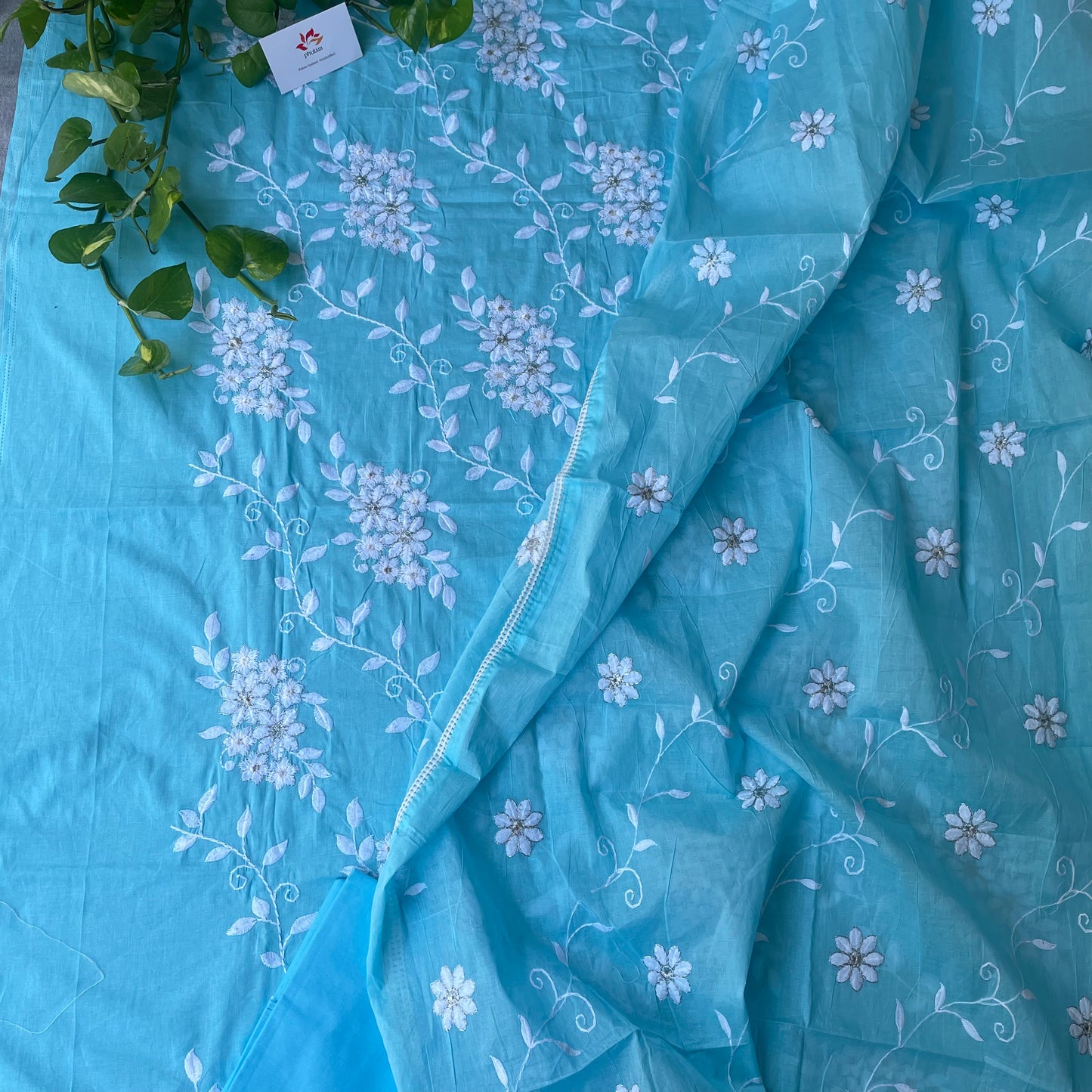 Pure Soft Cotton Unstitched Dyeable Suit Material - Pink, Blue, White.