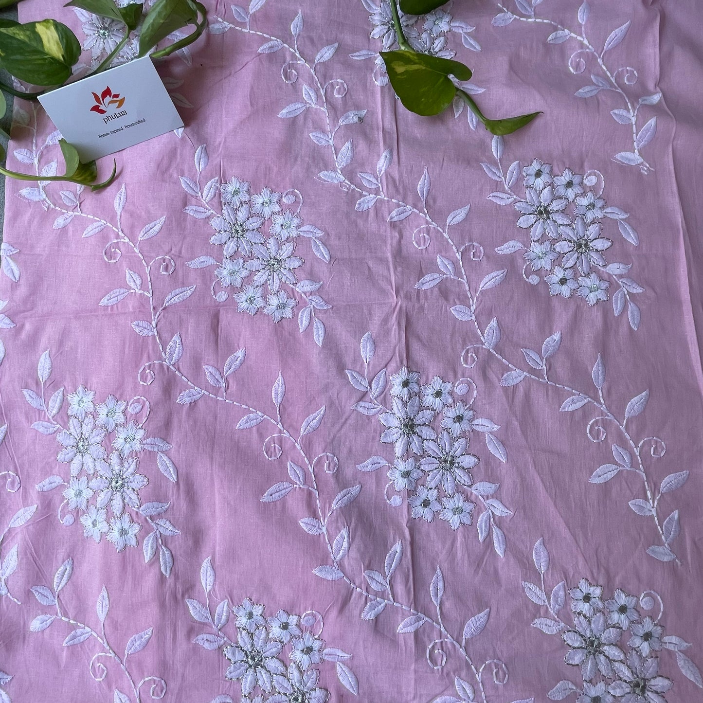 Pure Soft Cotton Unstitched Dyeable Suit Material - Pink, Blue, White.