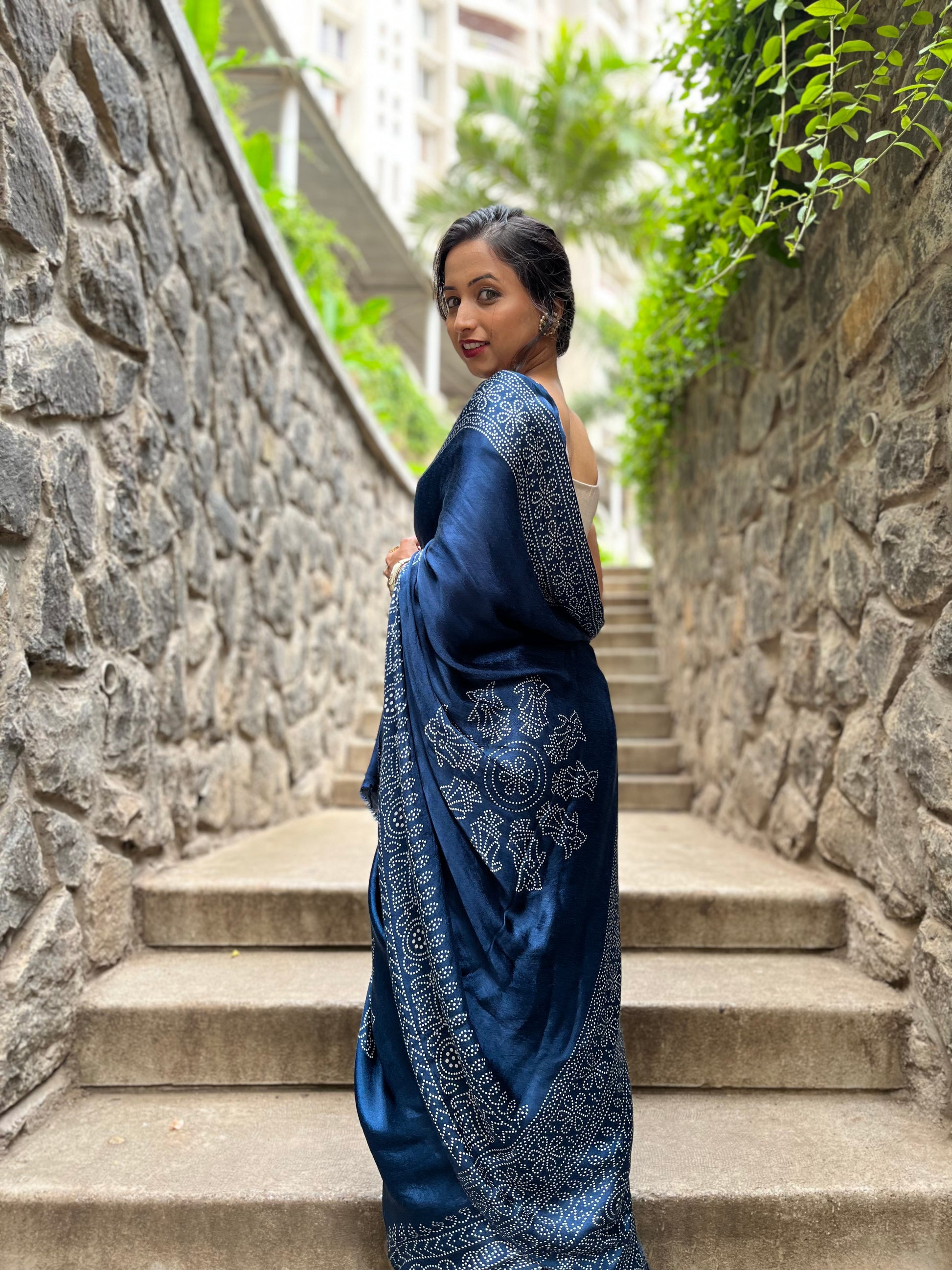 Ajrakh Modal Silk Sarees  Buy Ajrakh Modal Silk Sarees Online