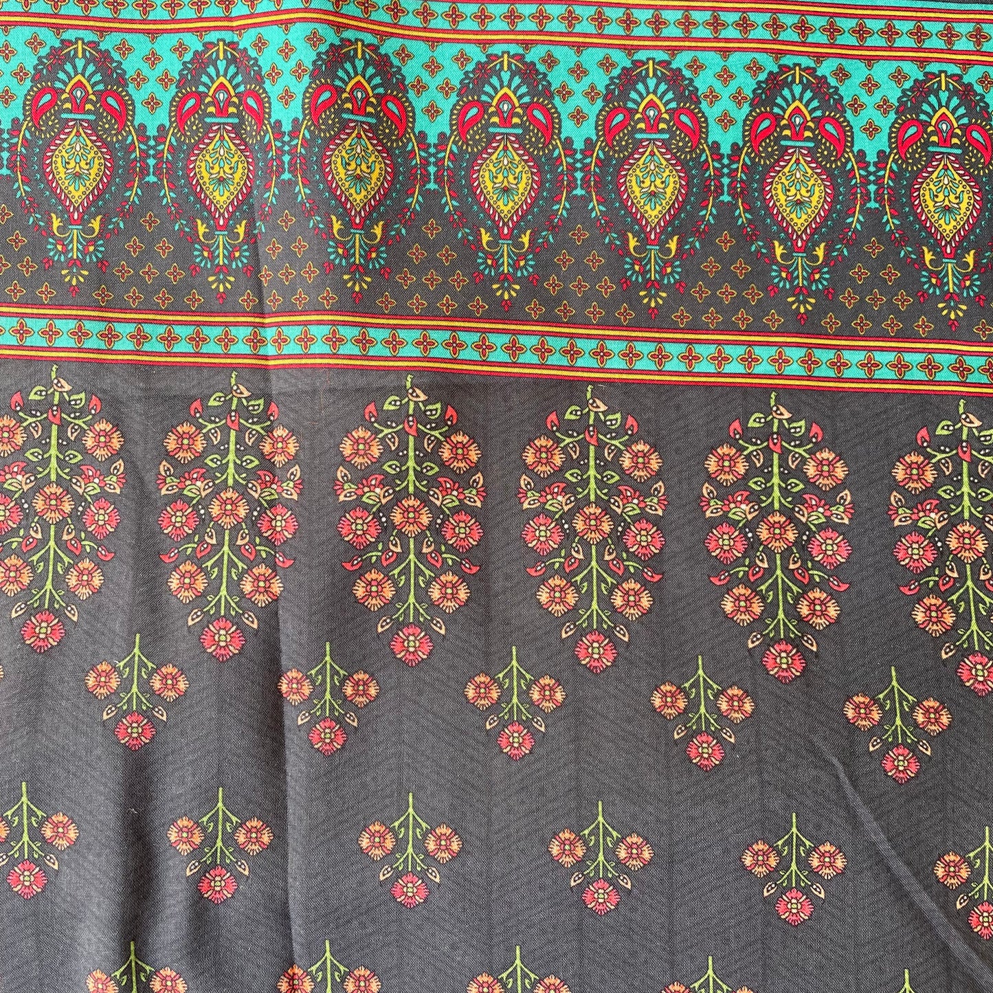 Pure Soft Cotton Unstitched Sindh Style Punjabi Suit Material - Green and Black (Various colours available)