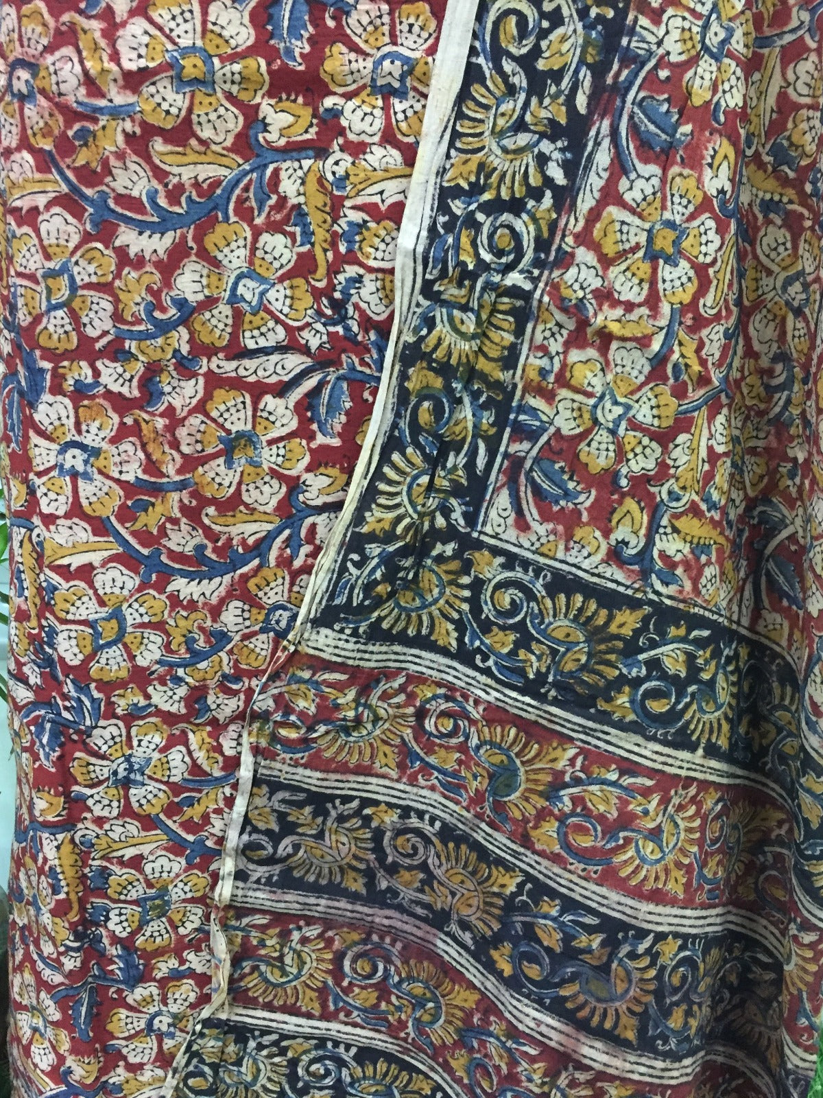 Cotton hand block Kalamkari kurta fabric and dupatta