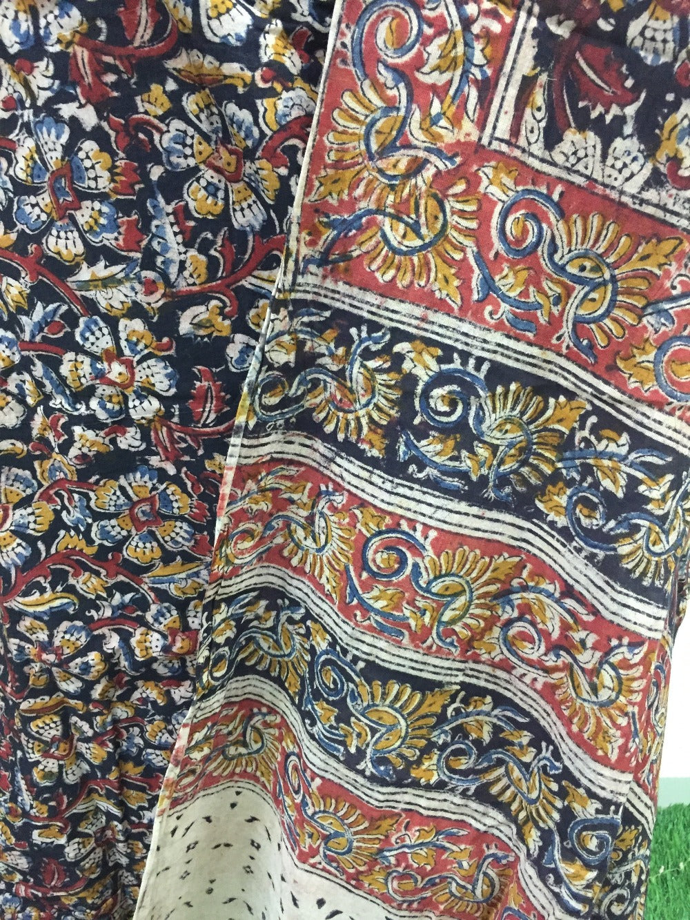 Cotton hand block Kalamkari kurta fabric and dupatta