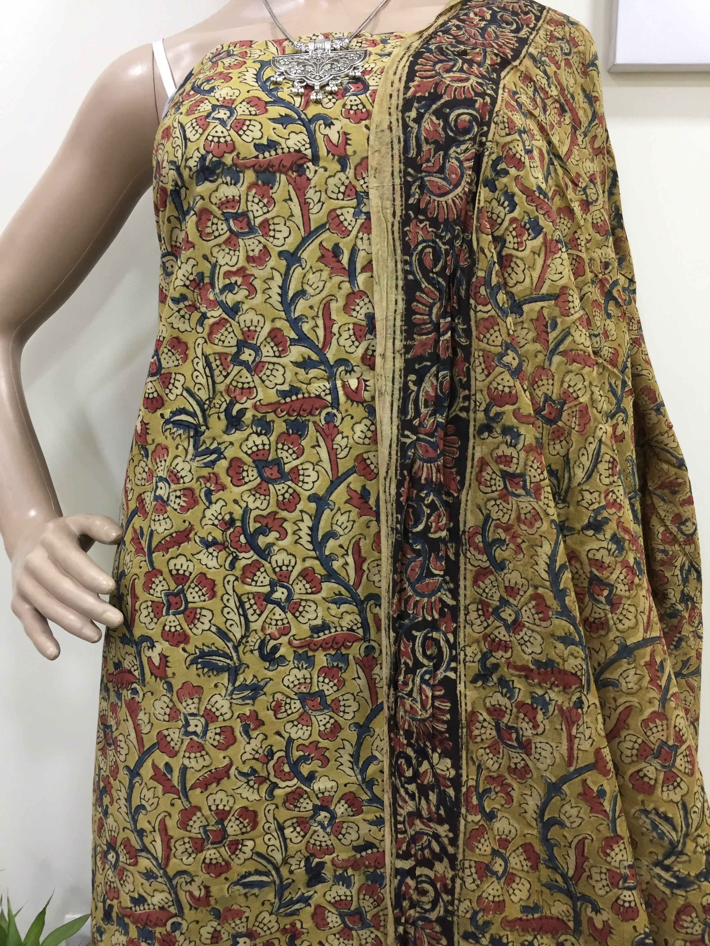 Kalamkari Ikkat cotton dress materials