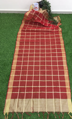 Kheeja Cotton With Zari Checks Dupatta