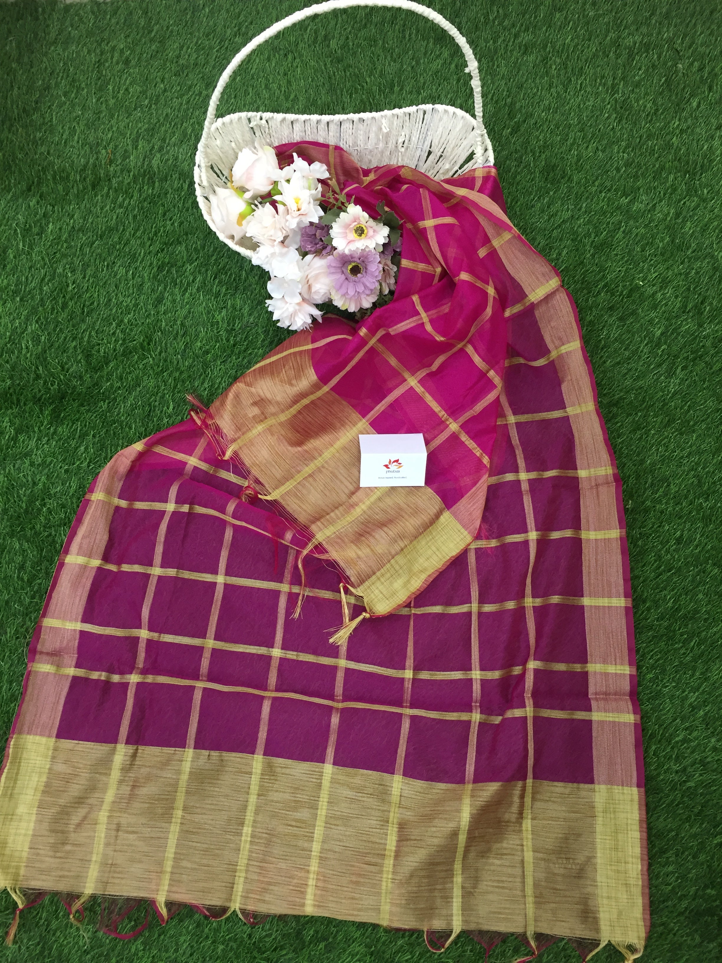 Kheeja Cotton With Zari Checks Dupatta