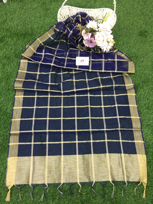 Kheeja Cotton With Zari Checks Dupatta