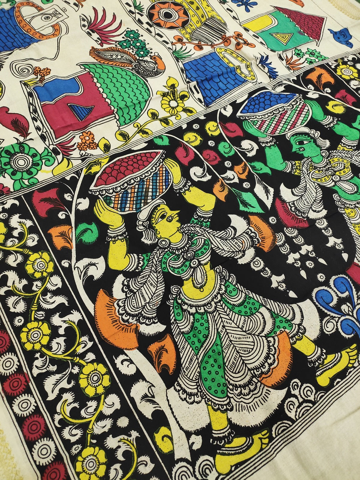 Kalamkari Hand Painted Malmal Cotton Saree with Blouse – RKG SHOPPING