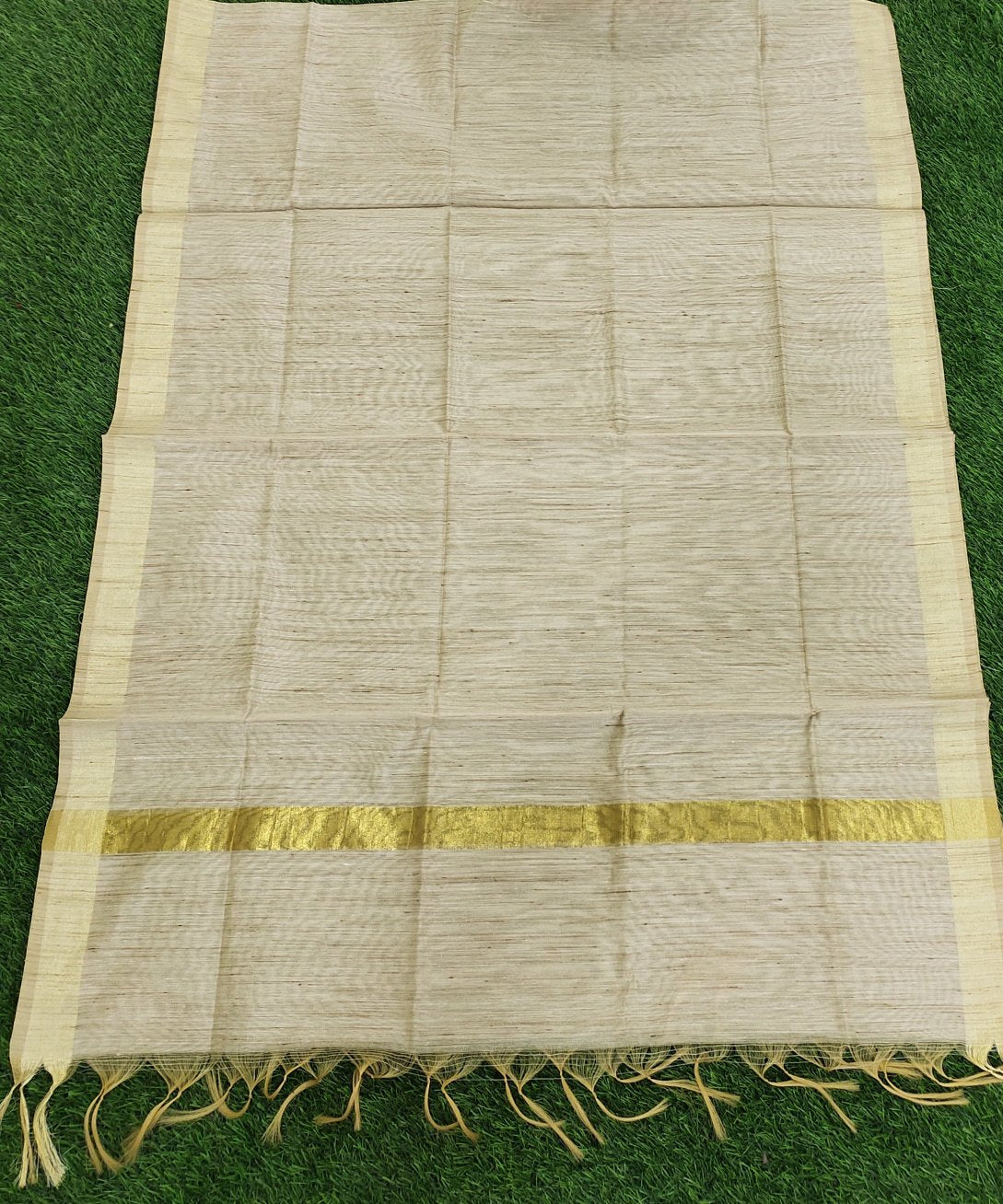 Handloom cotton silk with zari border dupatta 