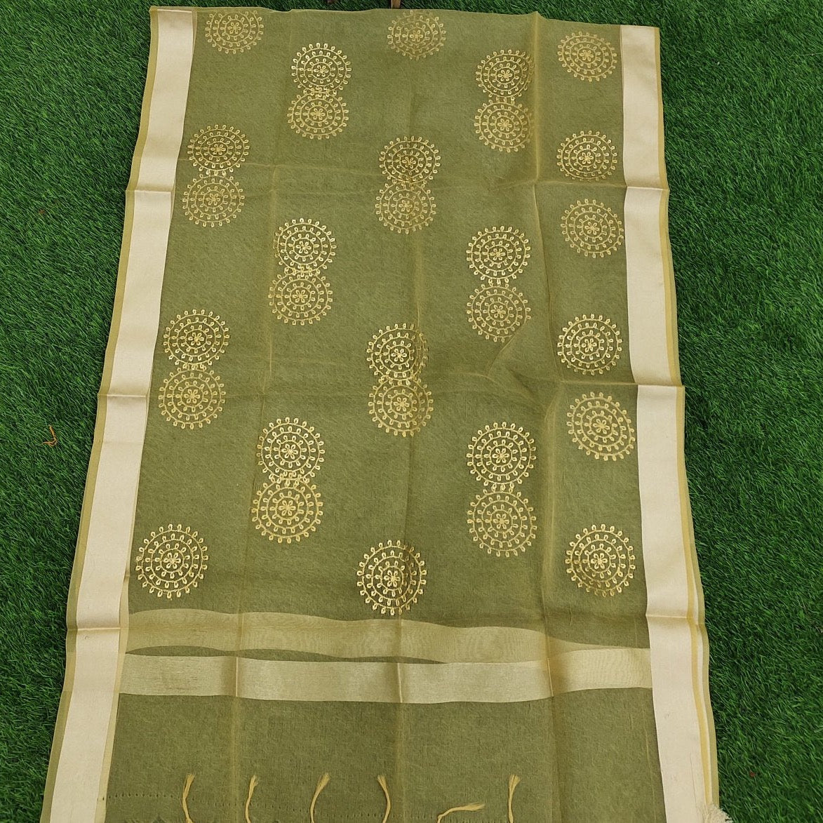 Organza Embroidered Dupatta- Gold