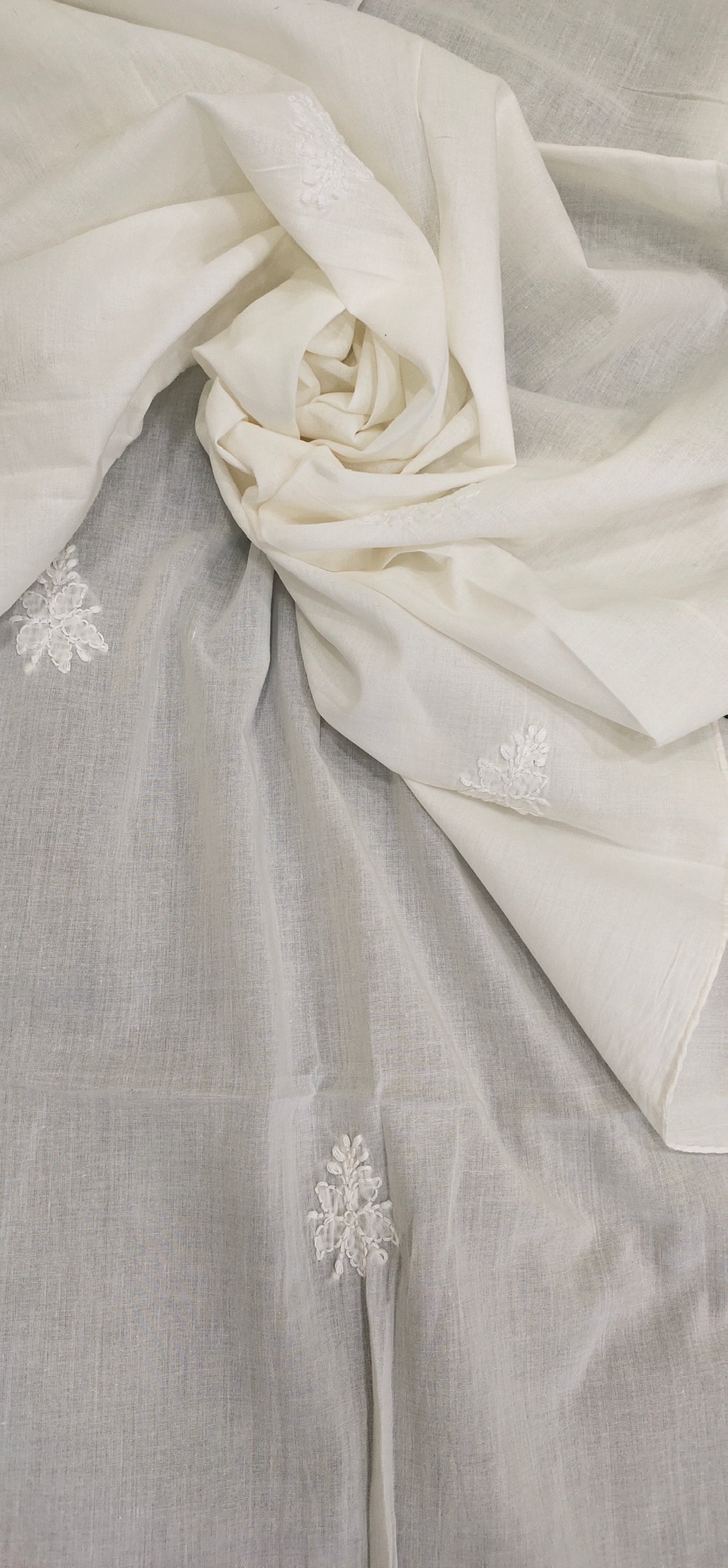 Mul Cotton Dyeable Chikankari Dupatta - White