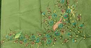 Organza Hand-painted Dupatta - Light Green