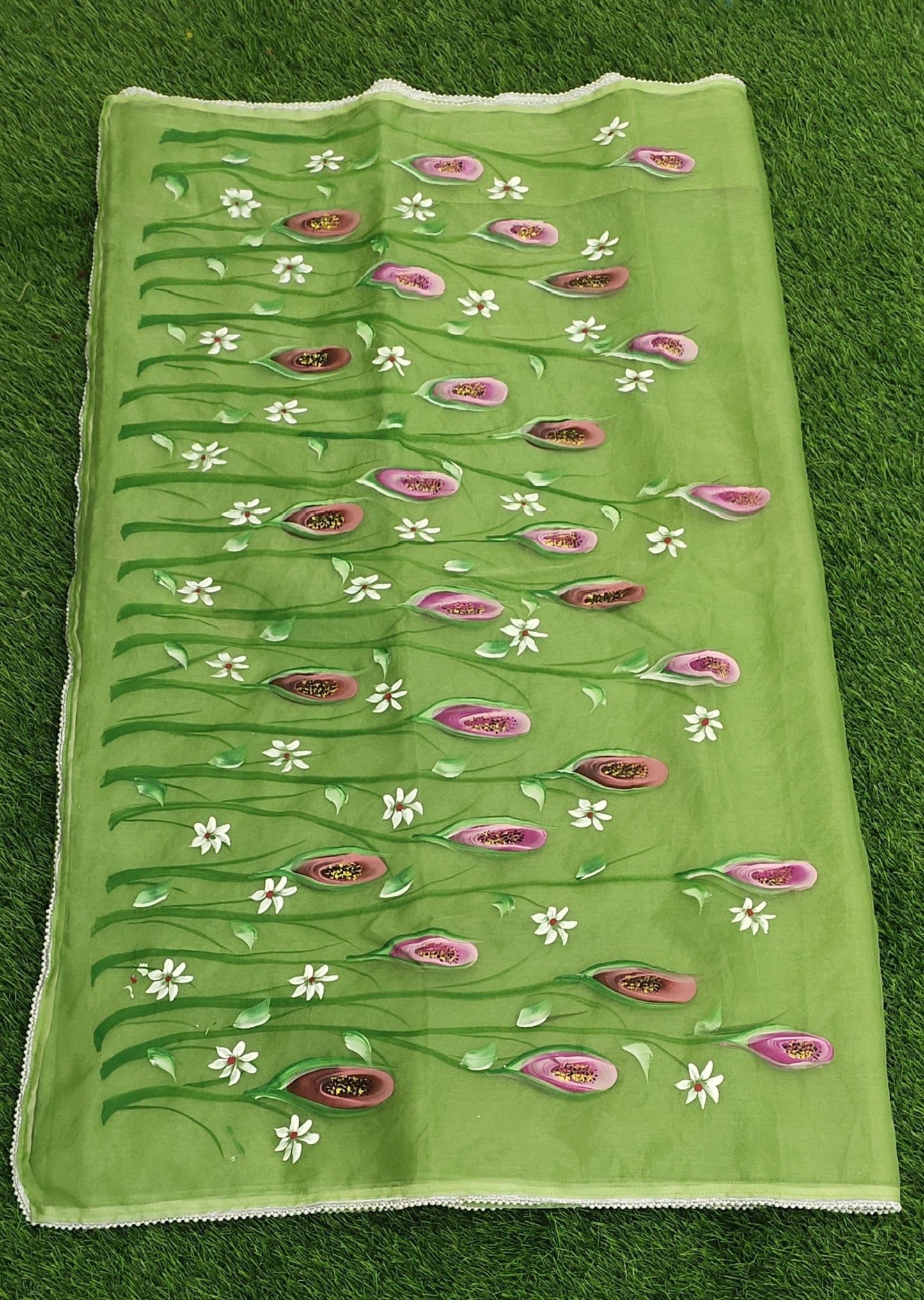 Organza hand-painted saree