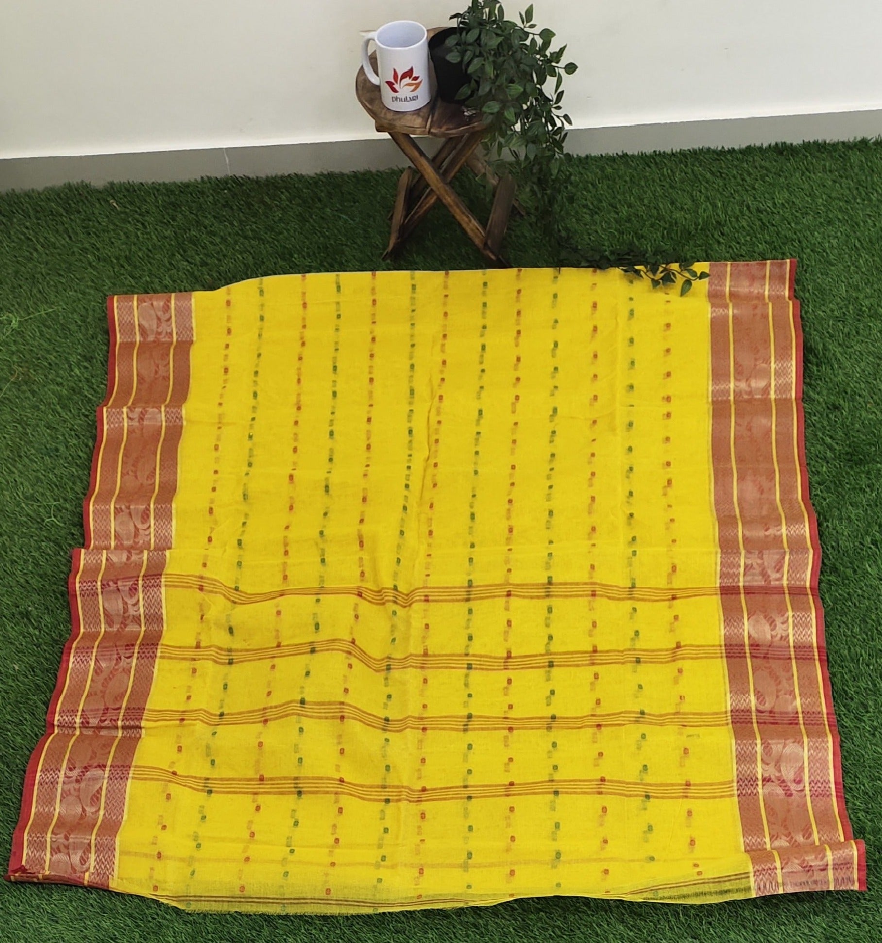 Handloom cotton woven with saree with zari border