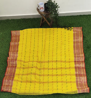 Handloom cotton woven with saree with zari border