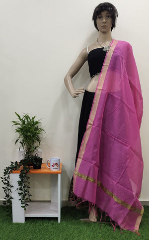 Cotton Silk Dupatta With Zari Border