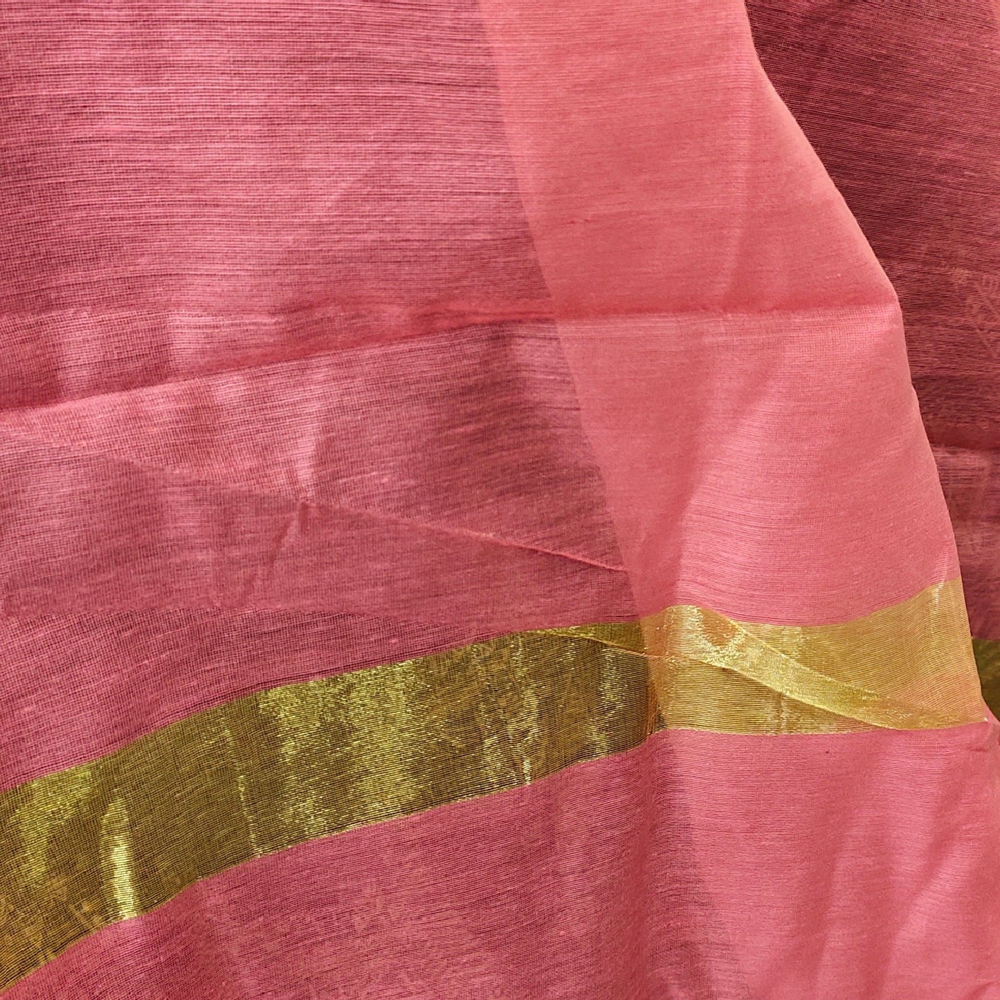 Cotton Silk Dupatta With Zari Border - Pinkish Peach