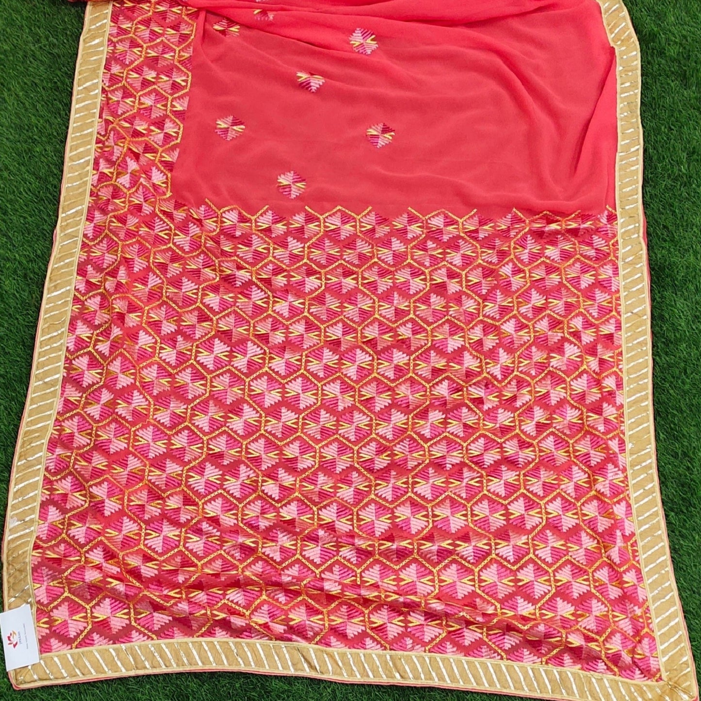 Georgette phulkari saree