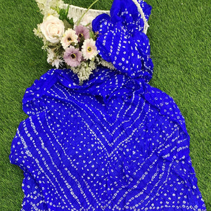 Art Silk Bandhani Dupatta - blue