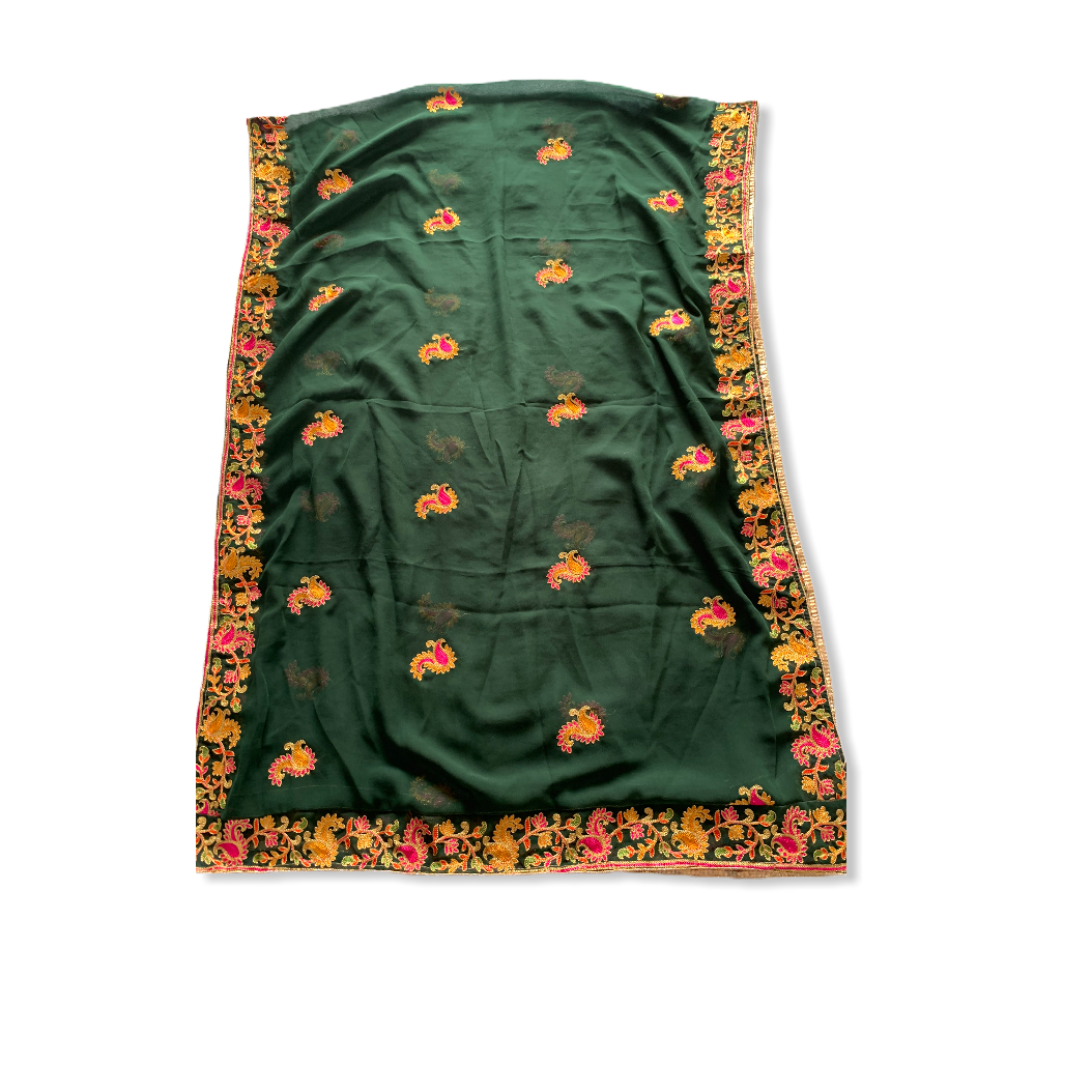 Georgette Kashmiri Embroidered Ari Work Dupatta - Various Colors