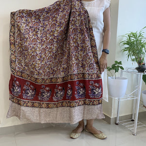 Chennur (Chenoori Silk) hand block Kalamkari dupatta - Phulari