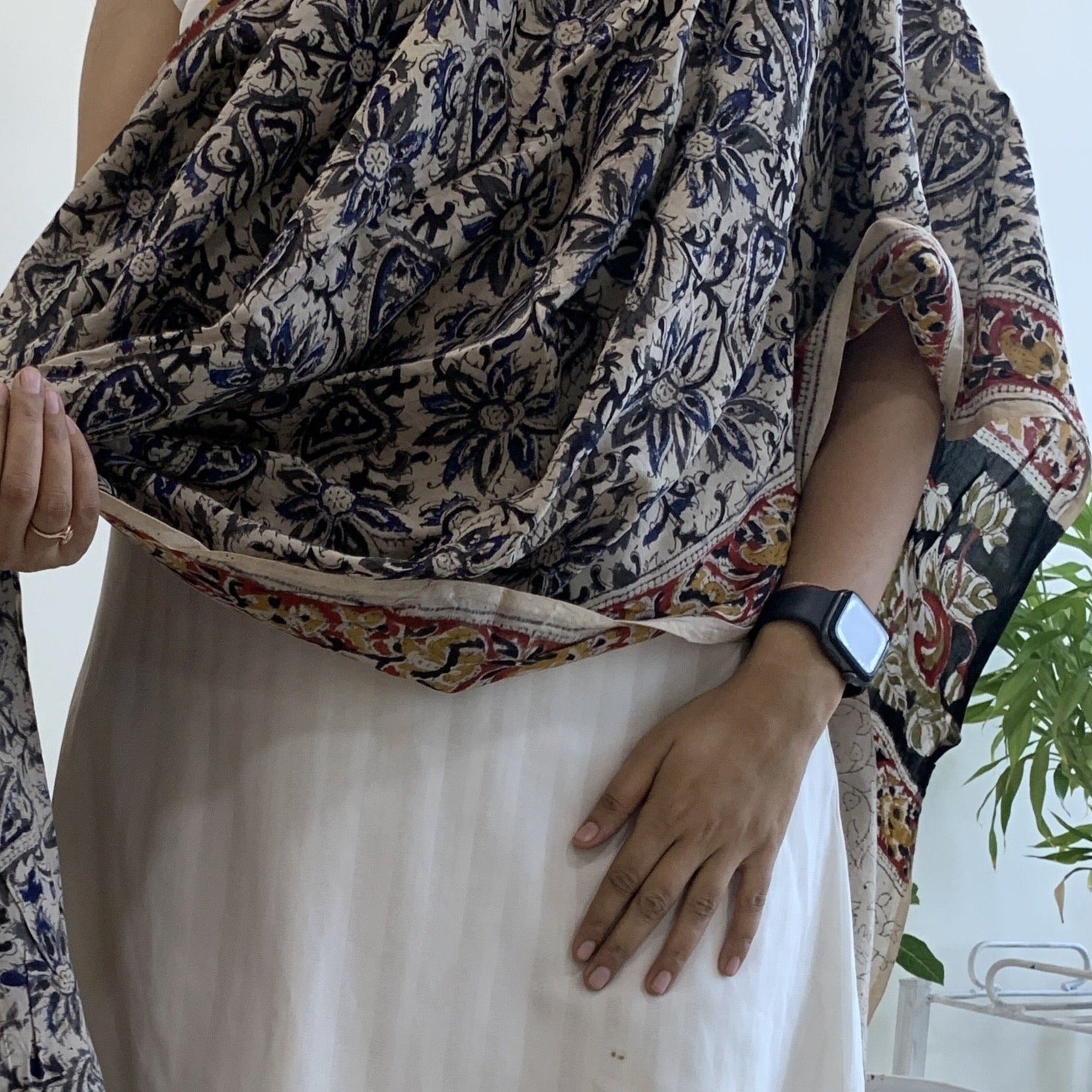 Chennur (Chenoori Silk) hand block Kalamkari dupatta - Phulari