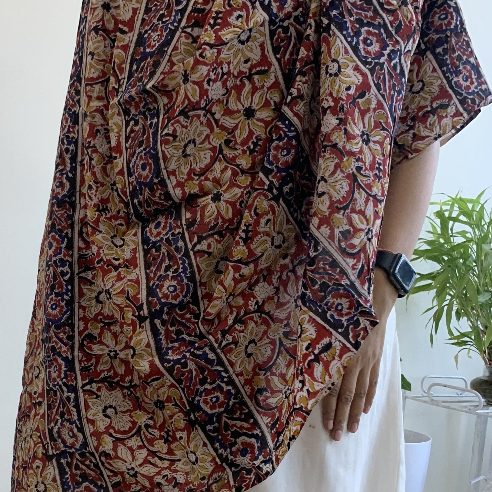 Chennur (Chenoori Silk) hand block Kalamkari dupatta - Phulari