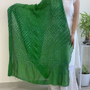 bandhani dupatta forest green