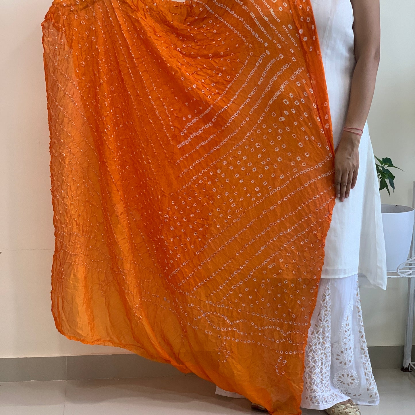 Art Silk Bandhani Dupatta - Orange