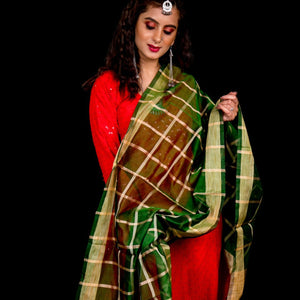 Kheeja Cotton With Zari Checks Dupatta - Various Colors 1