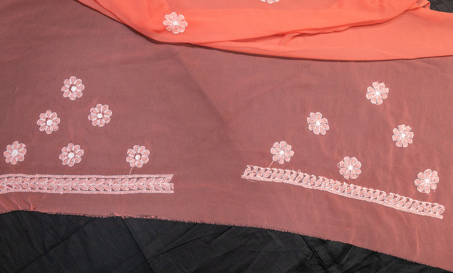 Georgette Light Chikankari Saree - Peach