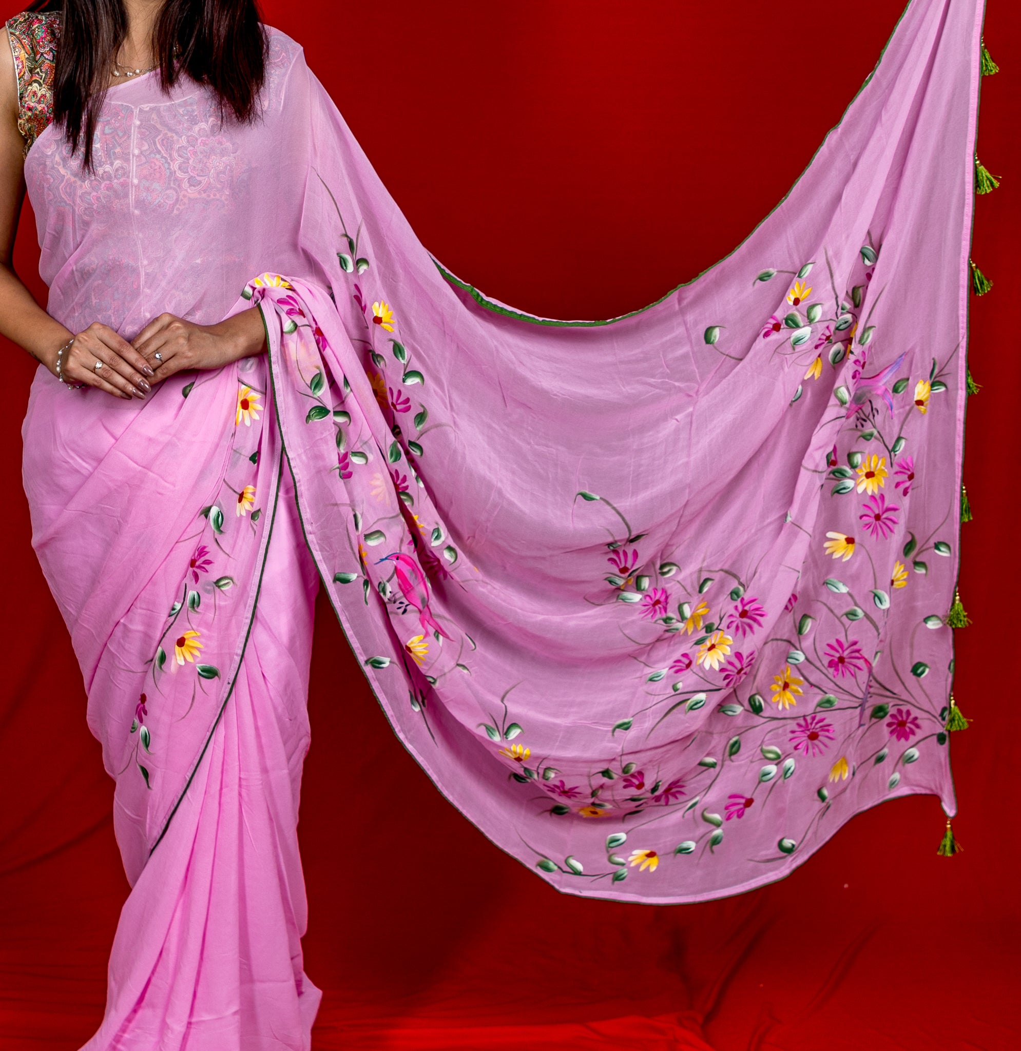 Cotton Kerala Hand Painting Sarees With Blouse at Rs 900 in Chennai | ID:  14781822897