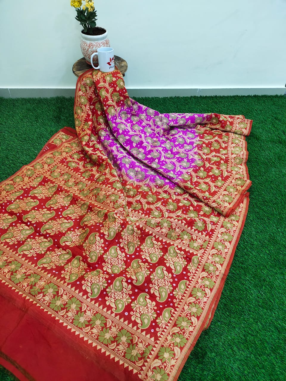 Fabric Moss Jaipuri Bandhej Saree Gota Patti Work With Blouse at Rs  1550/piece | गोटा वर्क साड़ी in Jaipur | ID: 24359781797