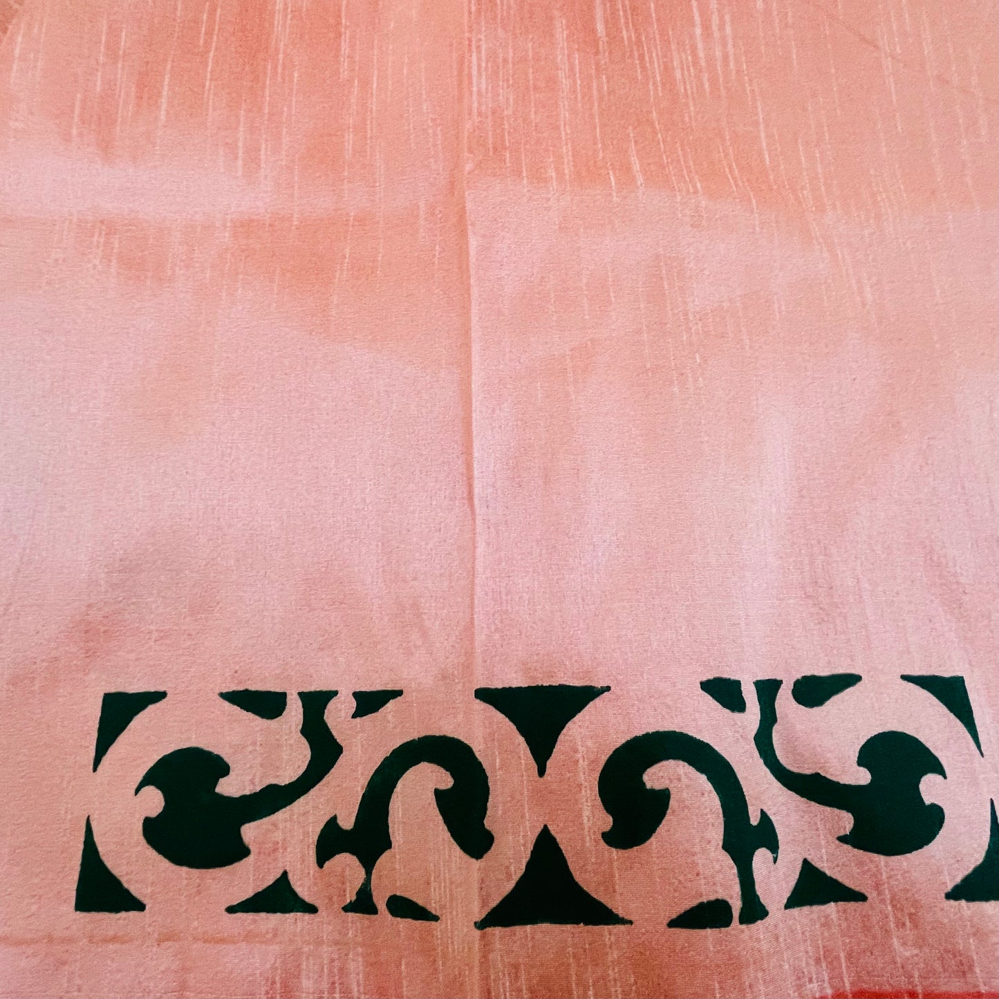 Unstitched Handpainted Dupion Silk Fabric- Peach