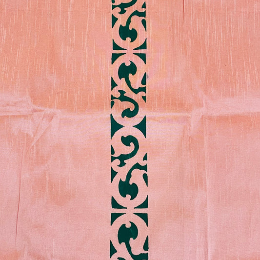 Unstitched Handpainted Dupion Silk Fabric- Peach