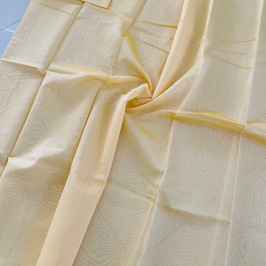 Unstitched Chanderi Cotton kurta Fabric- Light Yellow