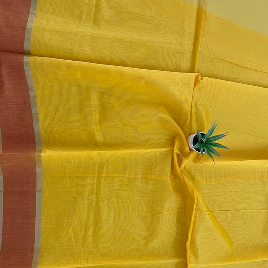 Unstitched Chanderi Cotton kurta Fabric- Mango Yellow
