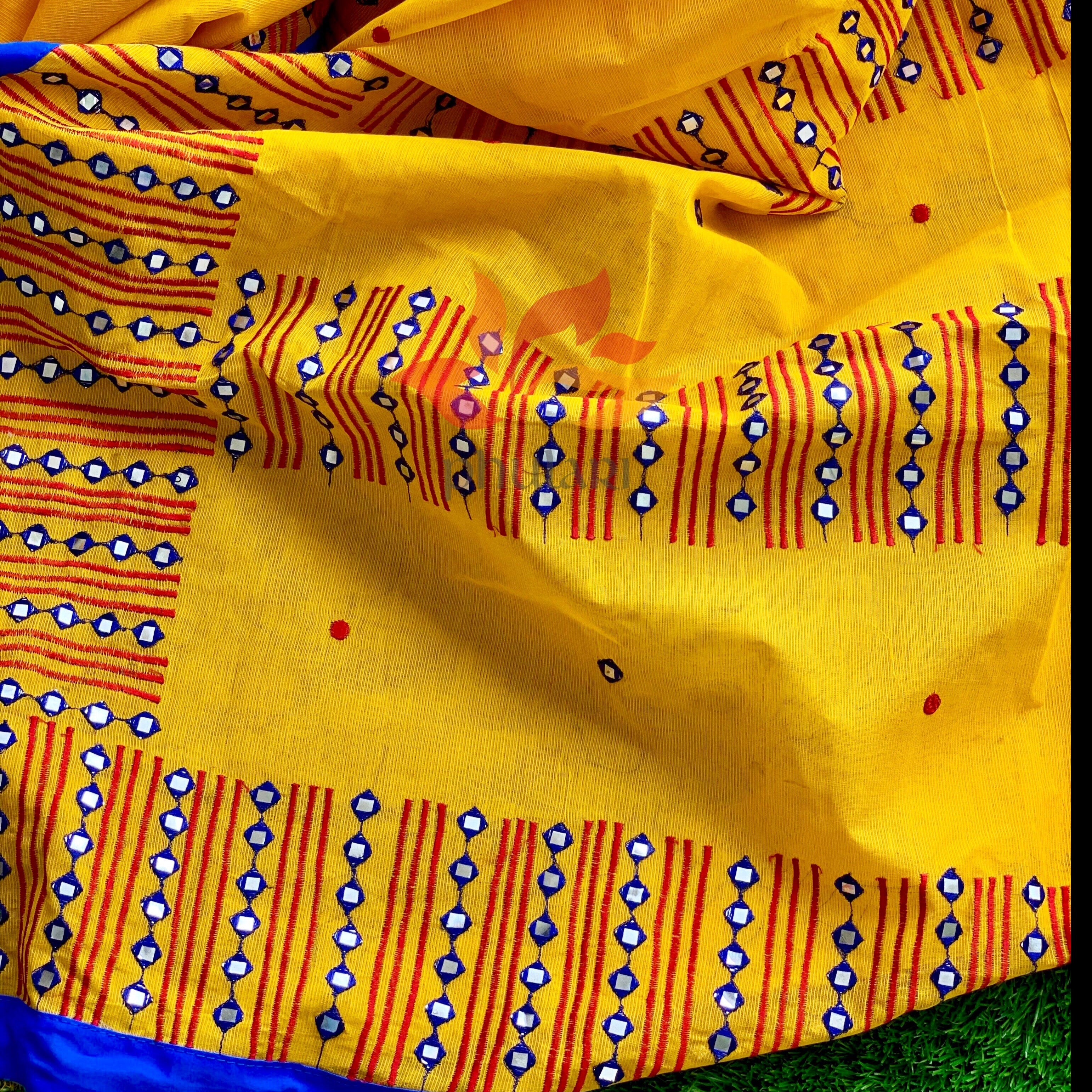 Shortbread Yellow Handwoven Cotton Tant Saree - Charukriti - 4210154