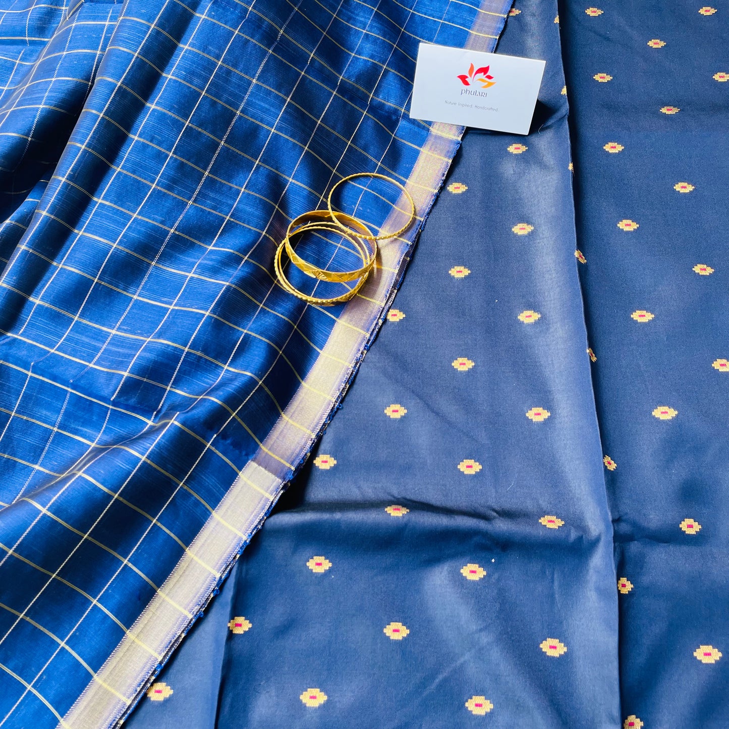 Banarasi Unstitched Suit Fabric - Navy Blue